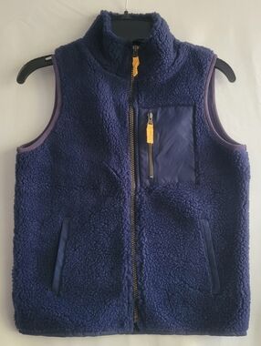 Carters Sherpa Fleece Vest Boys 7 Utility Pockets Navy Blue Camp Hike Outdoors